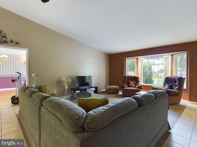 living room featuring light tile patterned floors