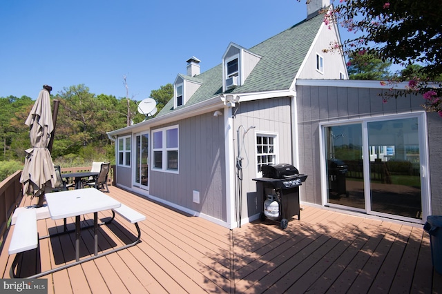 deck featuring area for grilling