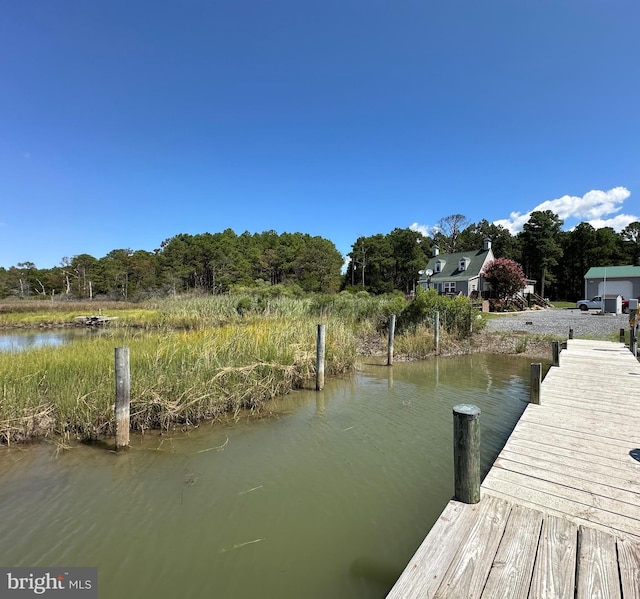 view of dock featuring a water view