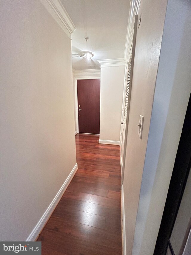 interior space featuring ornamental molding and light hardwood / wood-style flooring