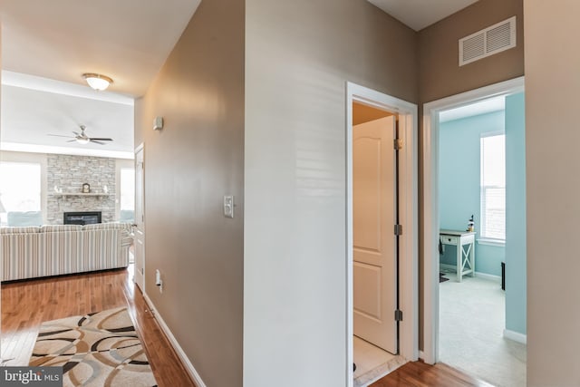 hallway featuring light hardwood / wood-style floors