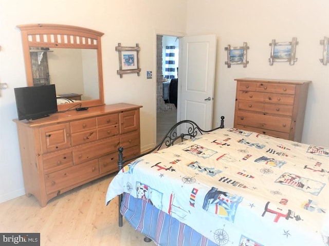 bedroom with light hardwood / wood-style flooring