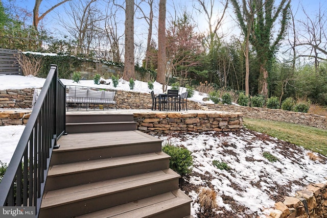 view of yard covered in snow