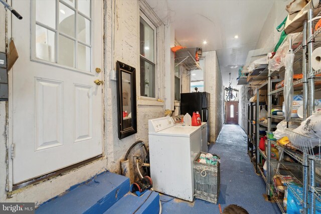 interior space with washer and dryer