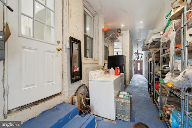 interior space featuring washer and dryer