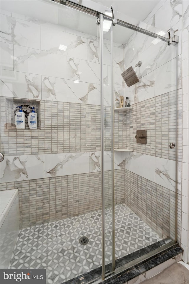 bathroom featuring walk in shower