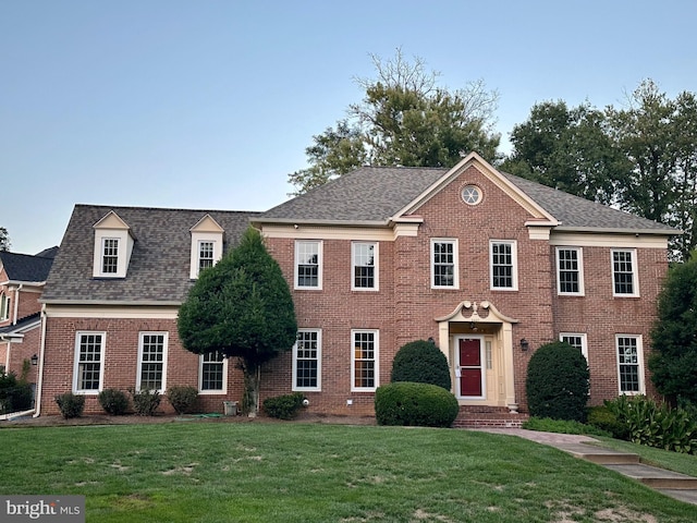 colonial house with a front lawn