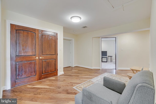 living room featuring light wood-type flooring