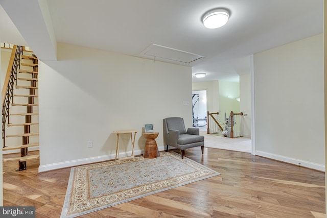 living area with light wood-type flooring