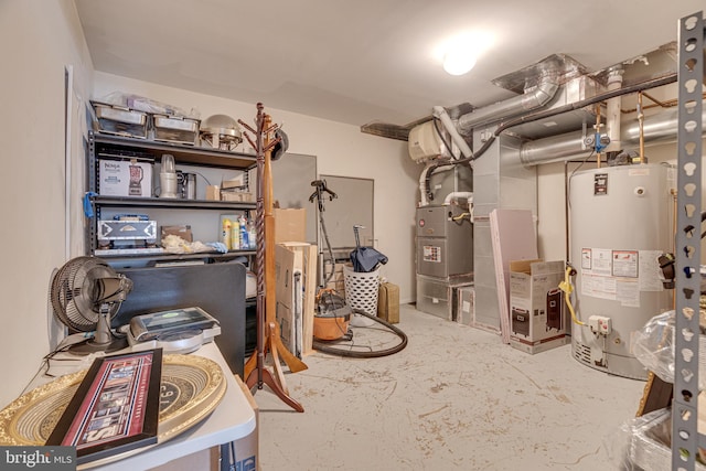 utility room with gas water heater