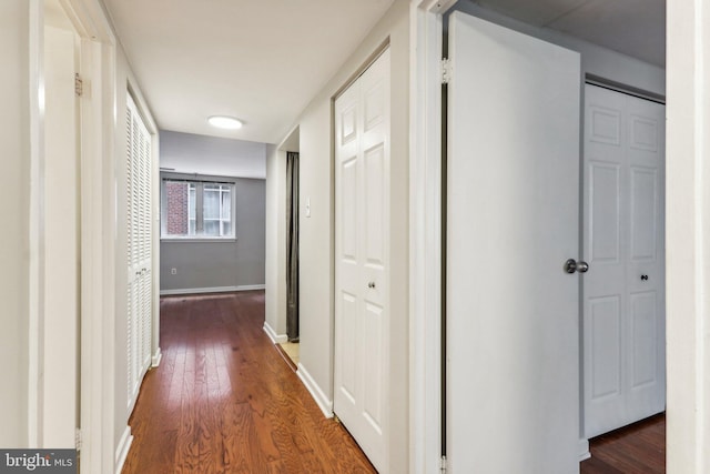 hall with hardwood / wood-style flooring