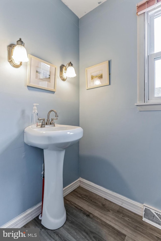 bathroom featuring hardwood / wood-style floors