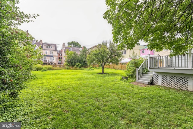 view of yard with a deck