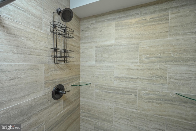 details with a tile shower