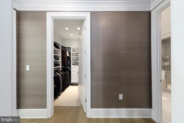 hallway featuring light wood-type flooring