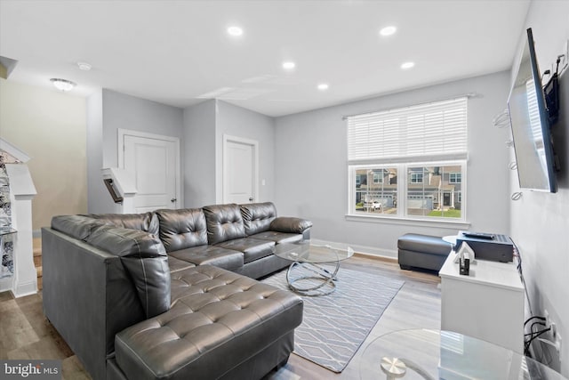 living room featuring light hardwood / wood-style flooring