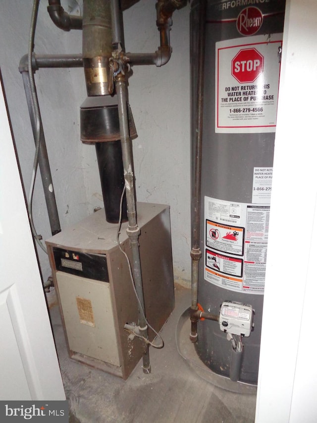 utilities featuring gas water heater and heating unit