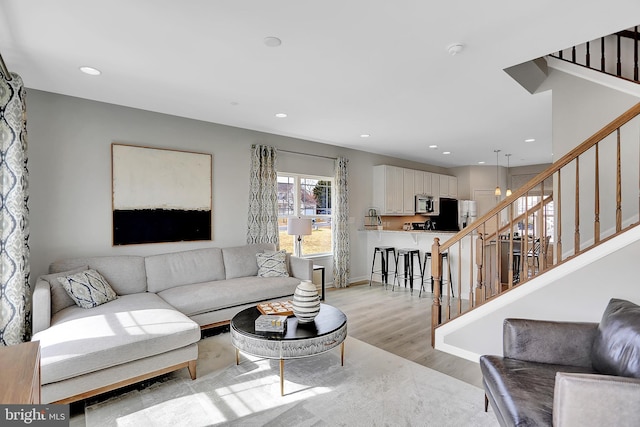 living room featuring light hardwood / wood-style floors