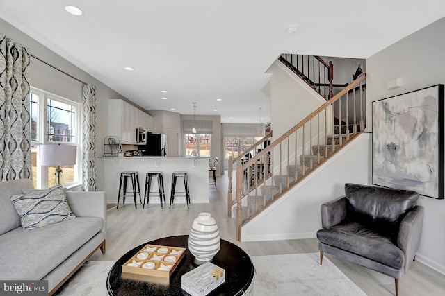 living room featuring light hardwood / wood-style flooring