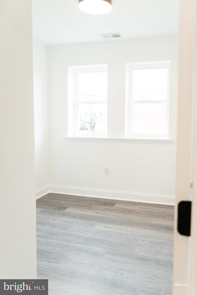 empty room with hardwood / wood-style flooring and a wealth of natural light