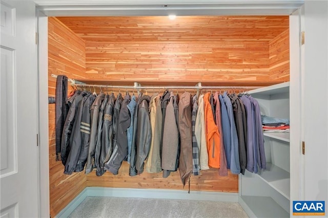 walk in closet with carpet flooring