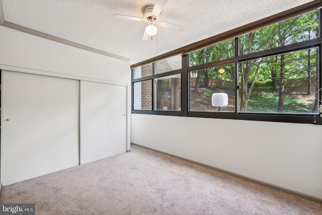 unfurnished bedroom with a textured ceiling and carpet floors