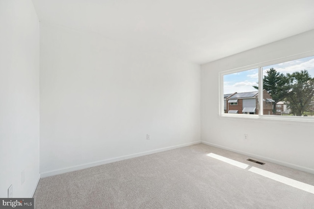 spare room featuring light carpet