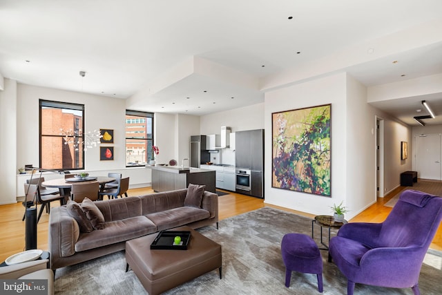 living room featuring light hardwood / wood-style floors