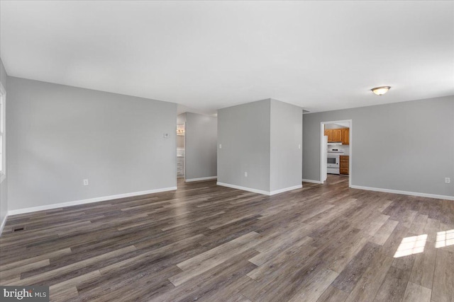 unfurnished living room featuring dark hardwood / wood-style floors