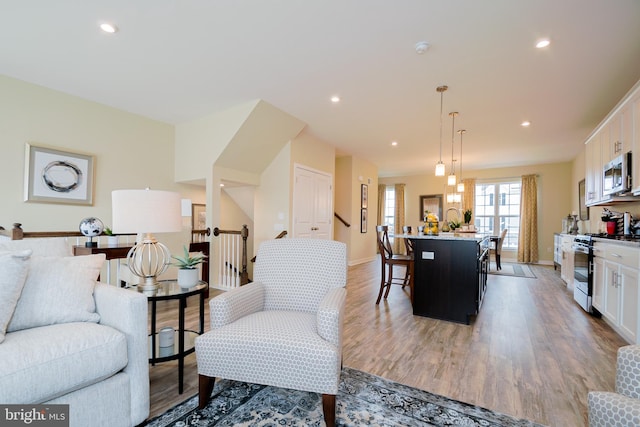 living room with hardwood / wood-style flooring