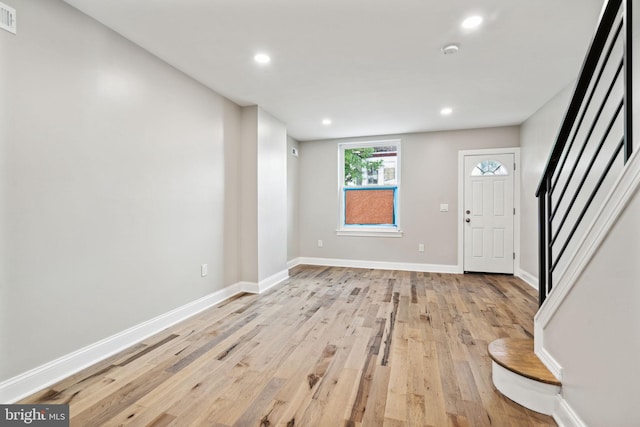 entryway with light wood-type flooring