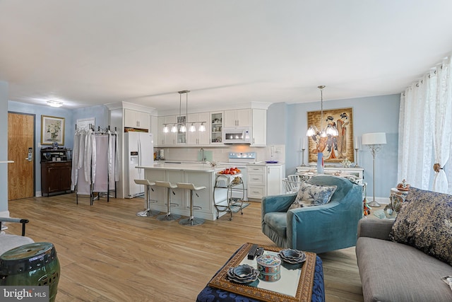 living room with light wood-type flooring