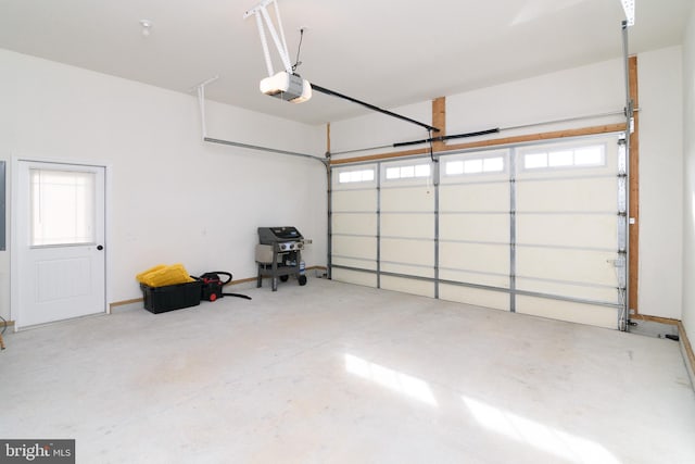 garage with a garage door opener