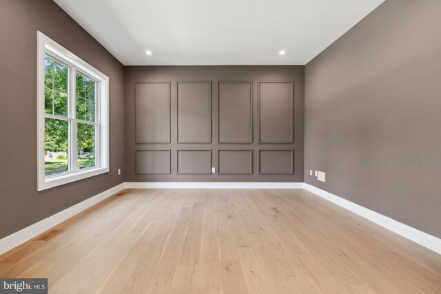 spare room with light hardwood / wood-style flooring and plenty of natural light