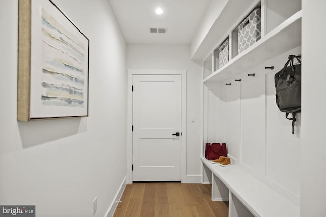 mudroom with light wood-type flooring