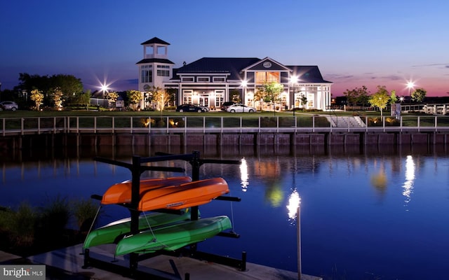 dock area featuring a water view