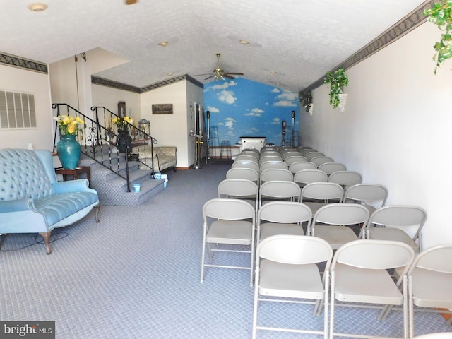 interior space featuring ceiling fan