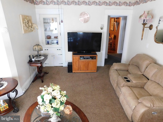 living room with carpet floors