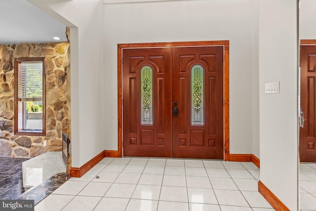 view of tiled entrance foyer