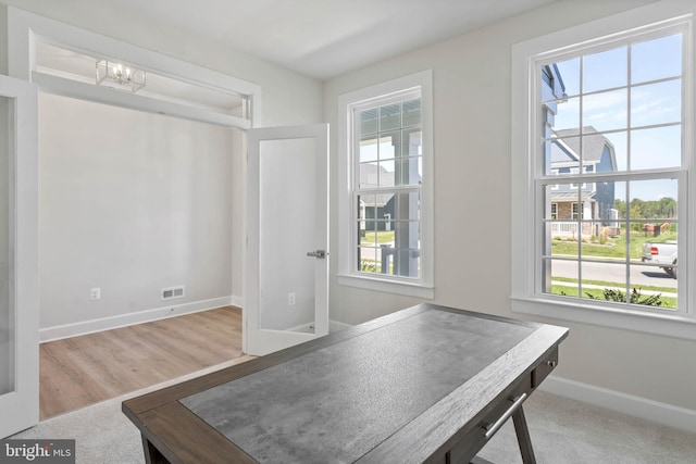 office space featuring hardwood / wood-style flooring