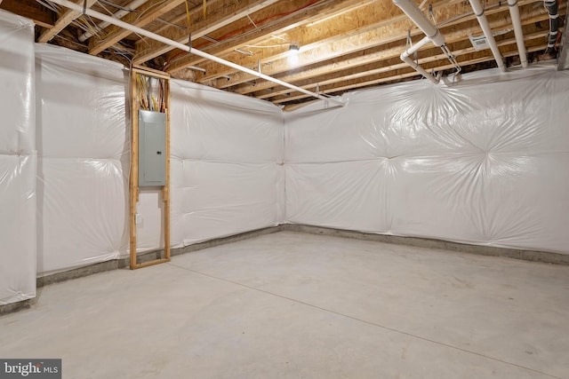 basement with electric panel