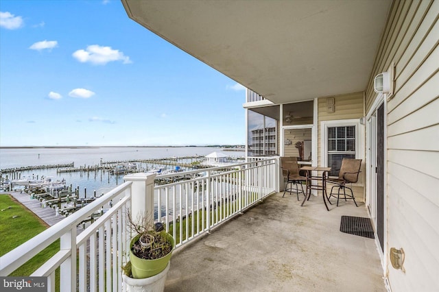 balcony with a water view