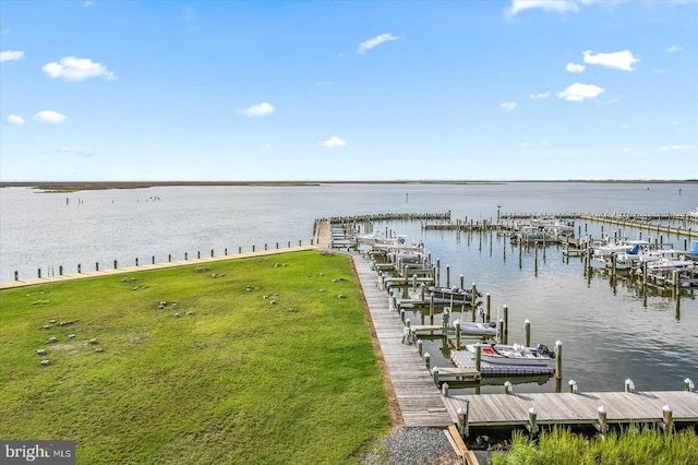 dock area featuring a water view