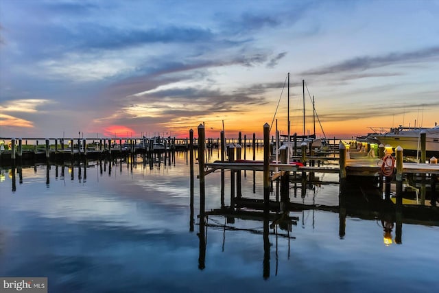 view of dock featuring a water view