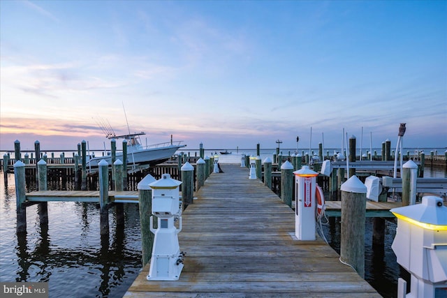 view of dock featuring a water view