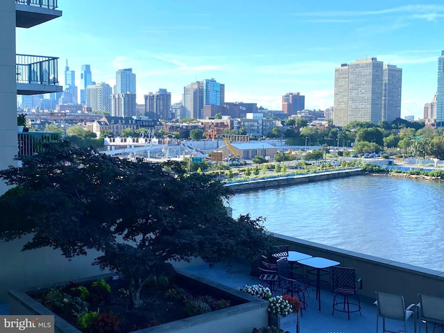 city view with a water view