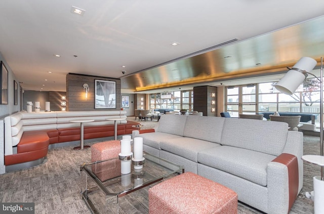 living room with hardwood / wood-style flooring