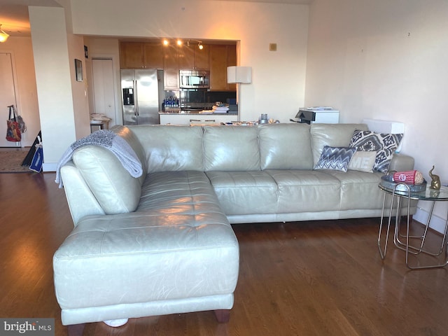 living room featuring dark hardwood / wood-style floors