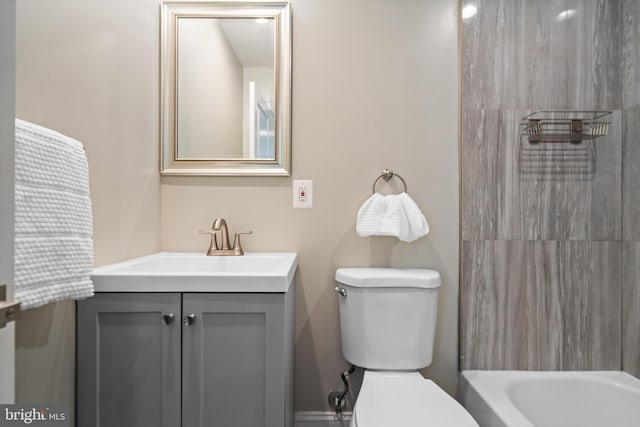 full bathroom with vanity, toilet, and shower with separate bathtub