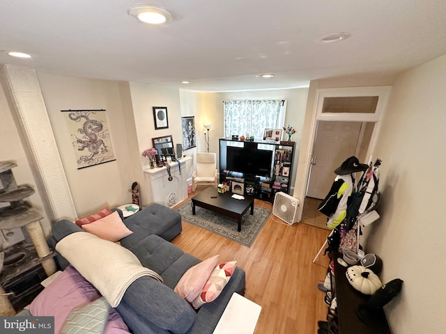 living room with light hardwood / wood-style floors